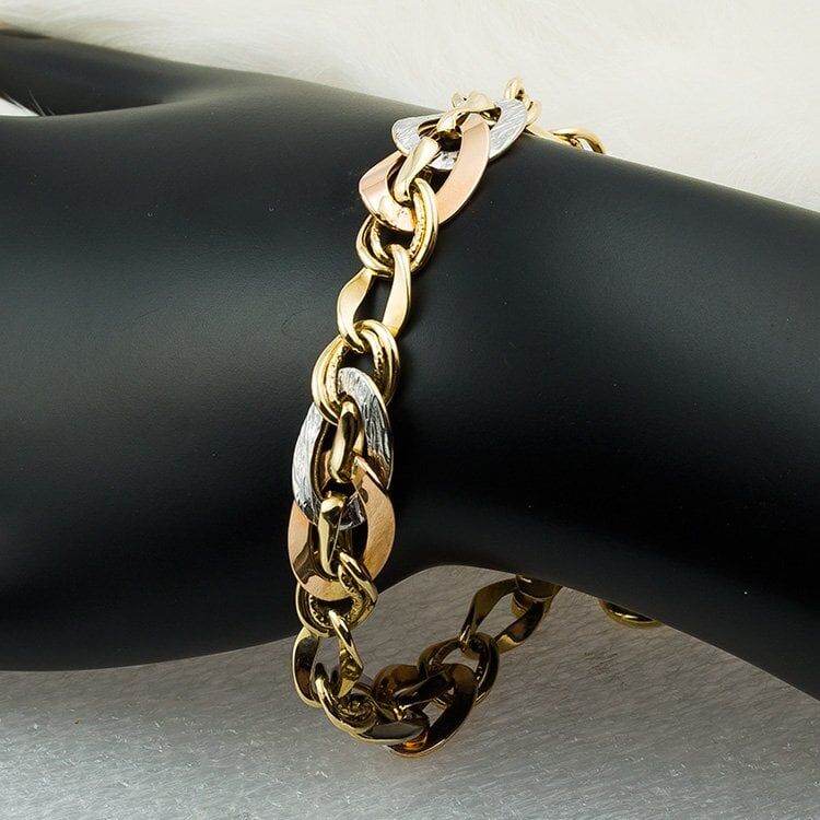 3 Renkli 14 Ayar Altın Halkalı Bileklik