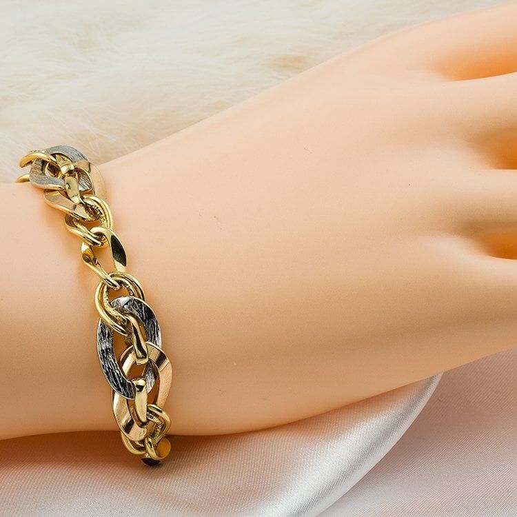 3 Renkli 14 Ayar Altın Halkalı Bileklik