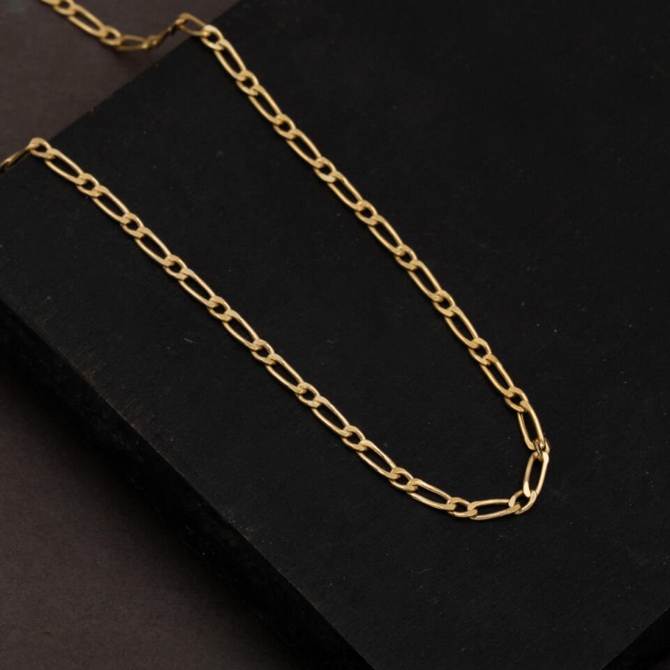 İnce 3mm Figaro Altın Zincir 55 cm.
