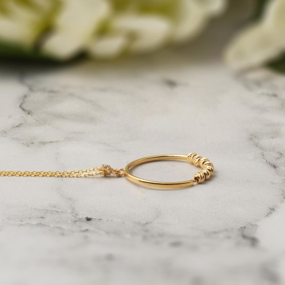 Dorika Toplu Halka Altın Kolye