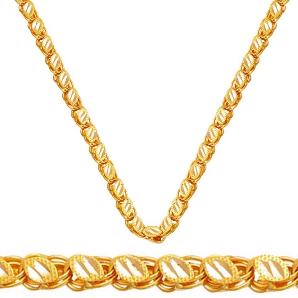 Karpuz Çekirdeği Pullu 22 Ayar Altın Zincir - 60 cm