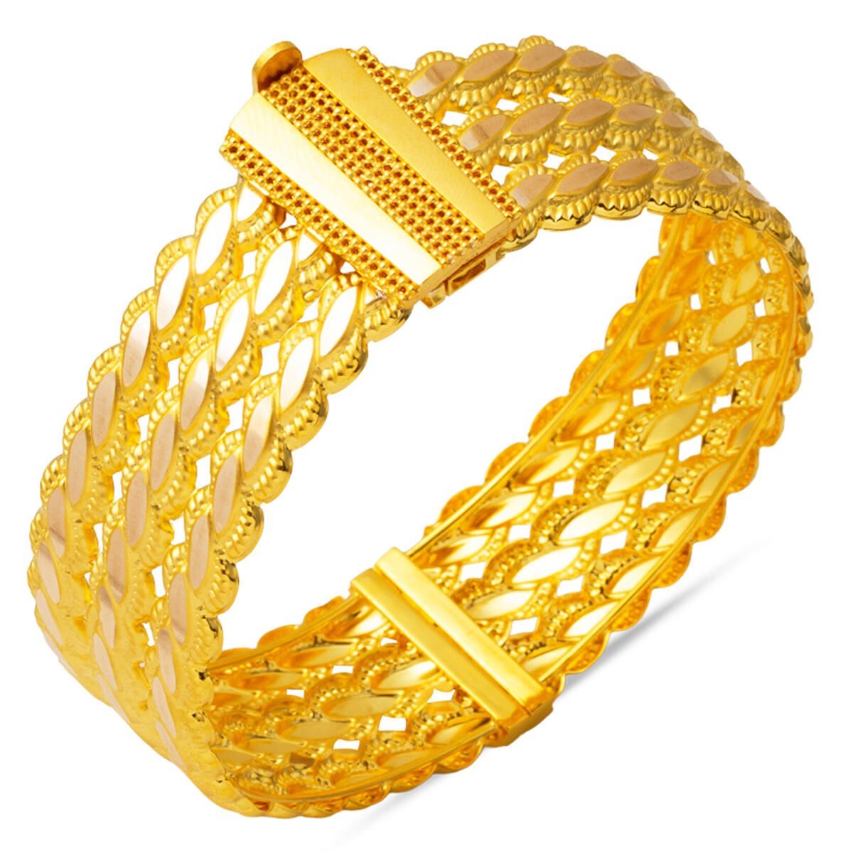 3 Sıra Burmalı Kelepçe Altın Bilezik