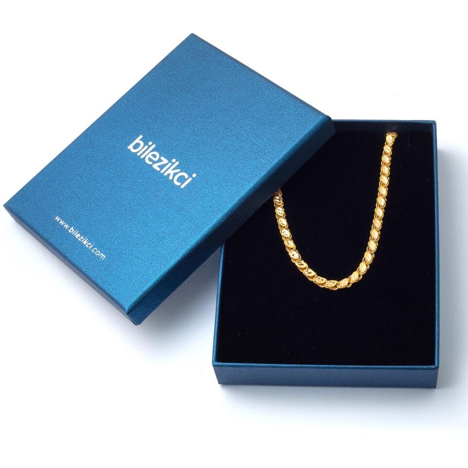 Karpuz Çekirdeği Pullu 14 Ayar Altın Zincir 50 cm