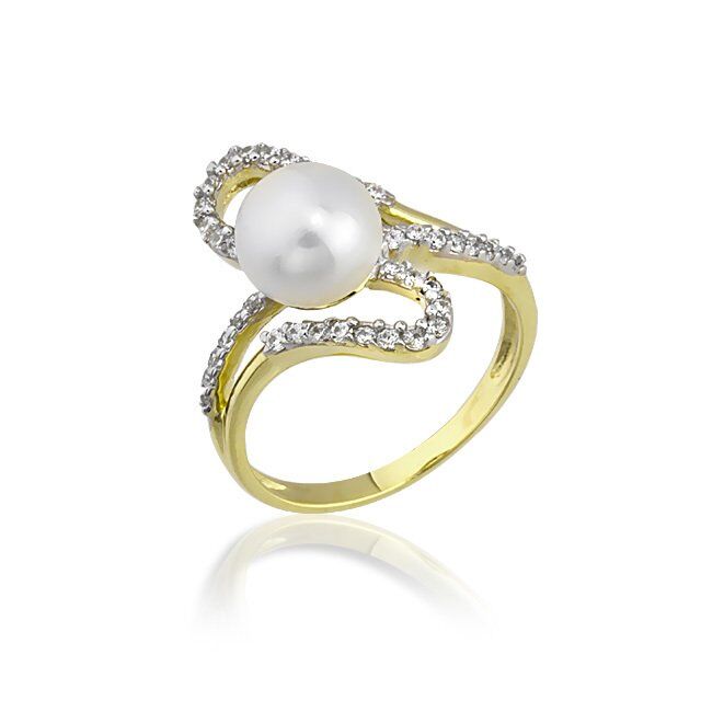 Taşlı 14 Ayar Altın İncili Yüzük