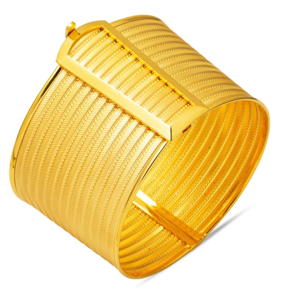 13 Sıra Hasır 14 Ayar Altın Kelepçe Bilezik