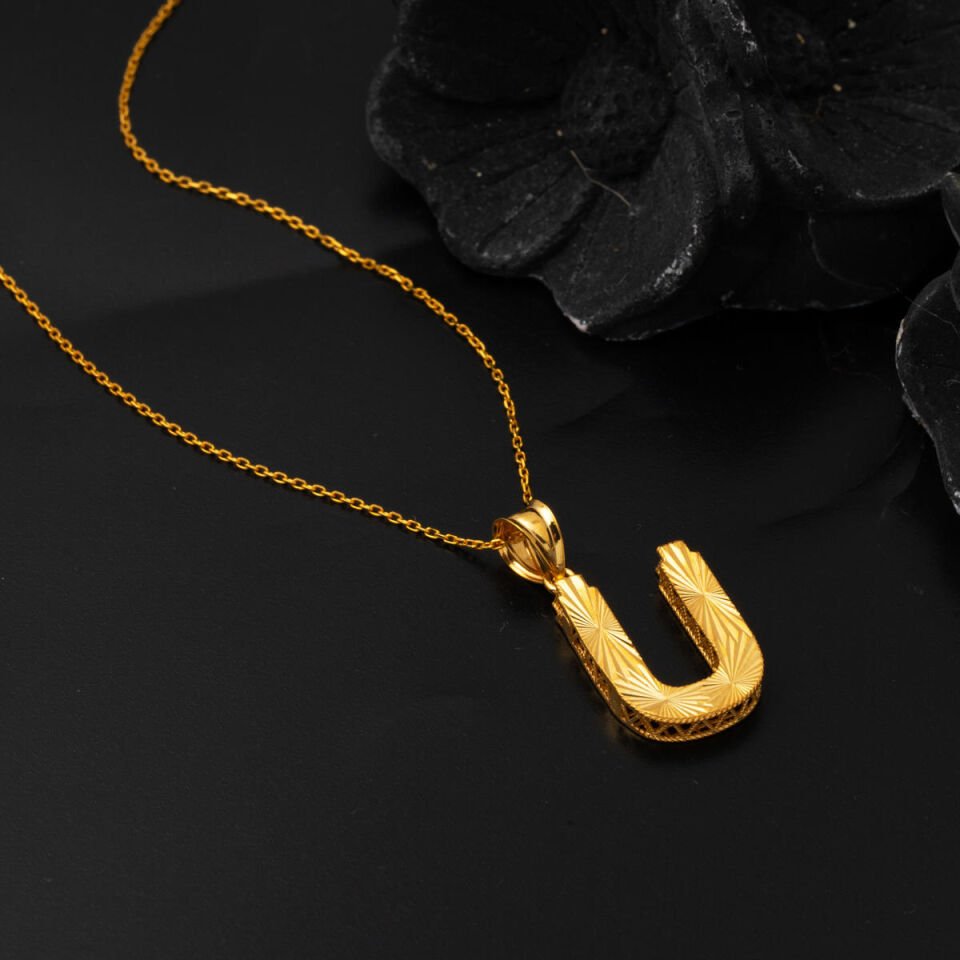 Ü Harfi Zincirli 22 Ayar Altın Kolye