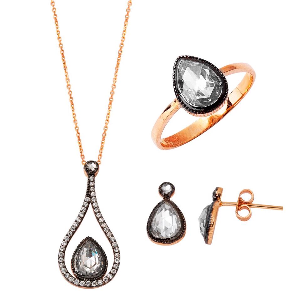 Şebnem Elmas Görünümlü 3'lü Altın Set