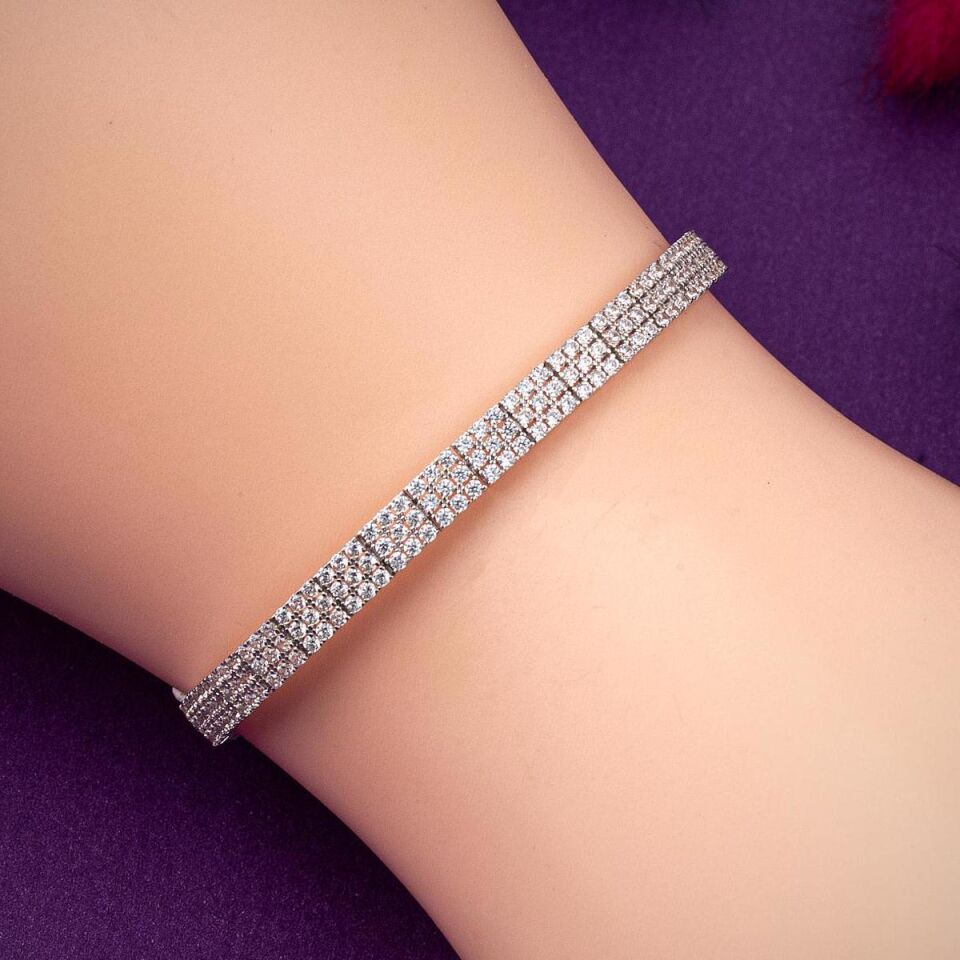 Çavuş 3 Sıra Suyolu Beyaz Altın Set