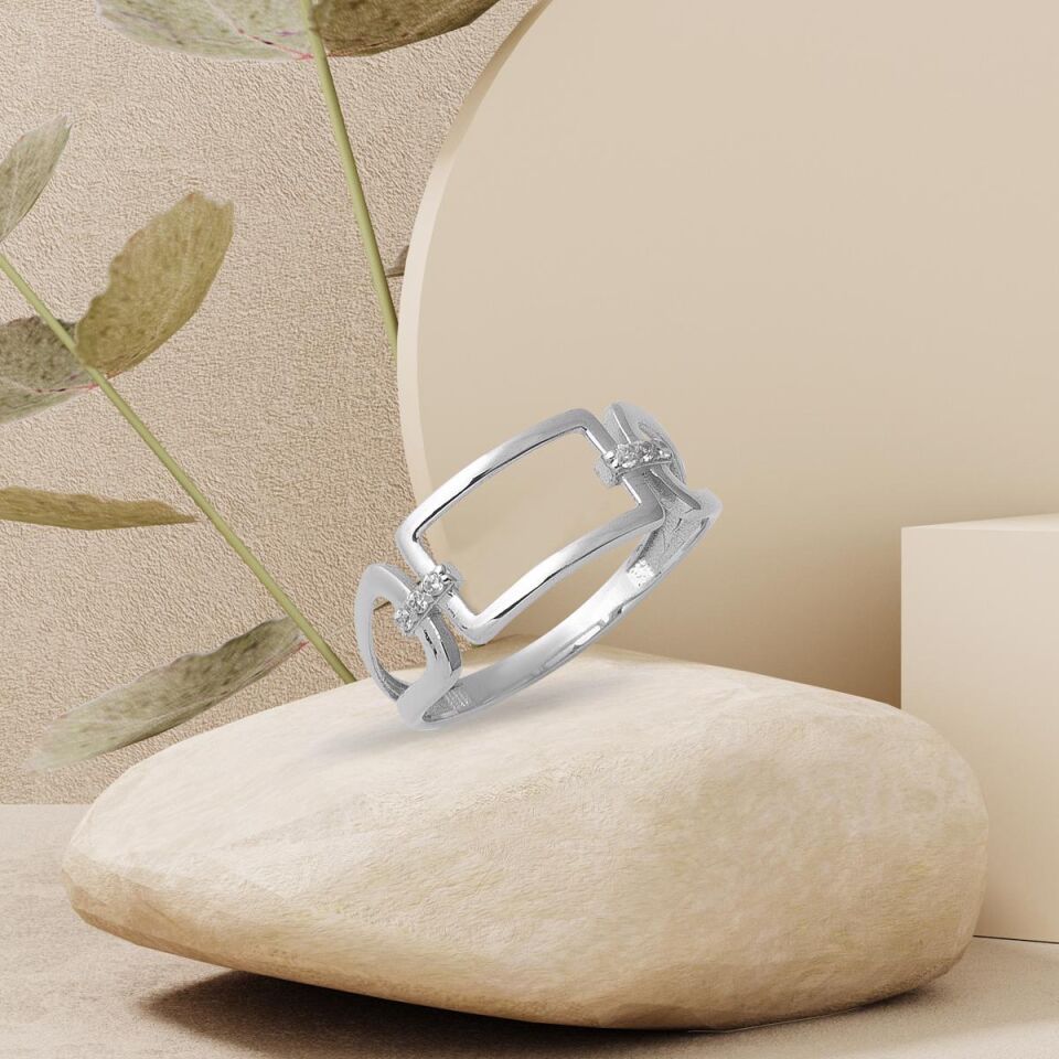 Modernist Tekstürlü Şerit Altın Yüzük