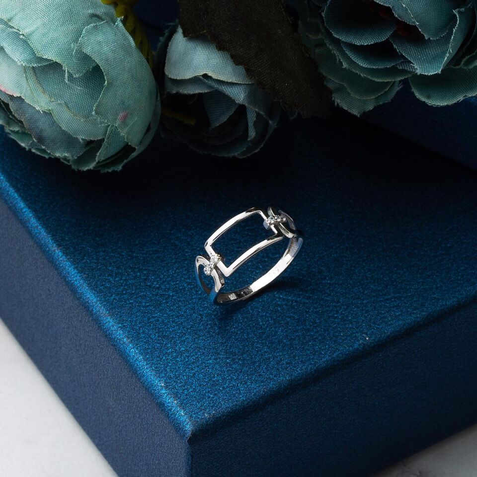 Modernist Tekstürlü Şerit Altın Yüzük