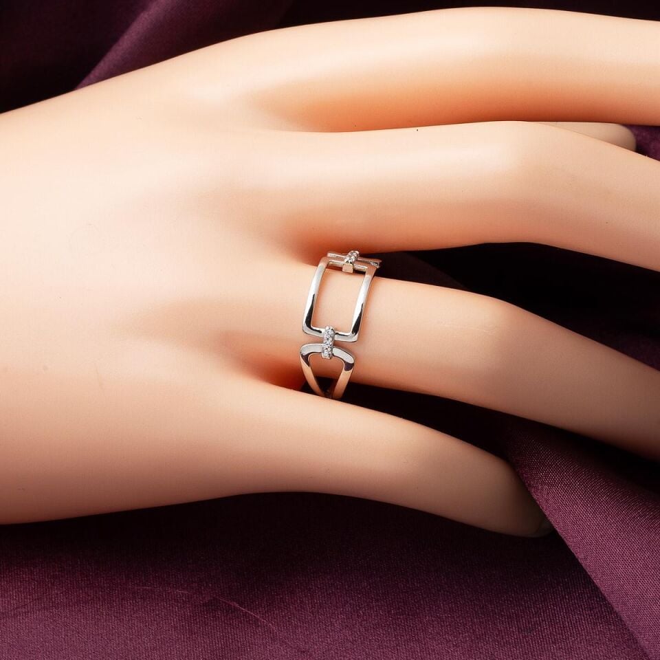 Modernist Tekstürlü Şerit Altın Yüzük