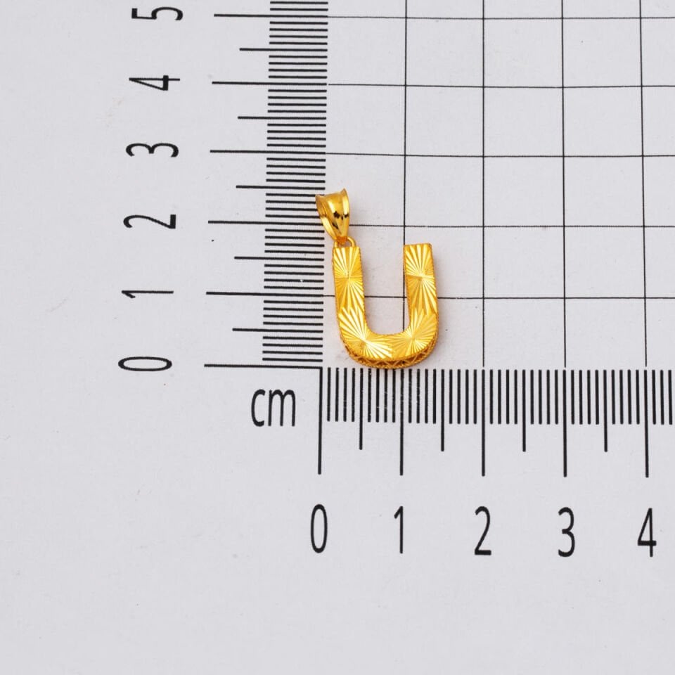 22 Ayar 3 Boyutlu U Harfi Kolye Ucu