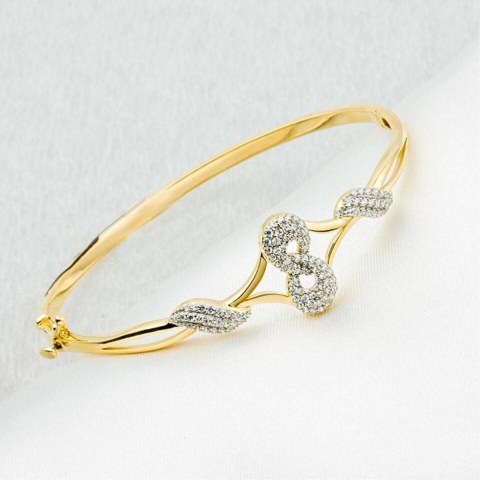 Sonsuzluklu 14 Ayar Altın Kelepçe Bilezik