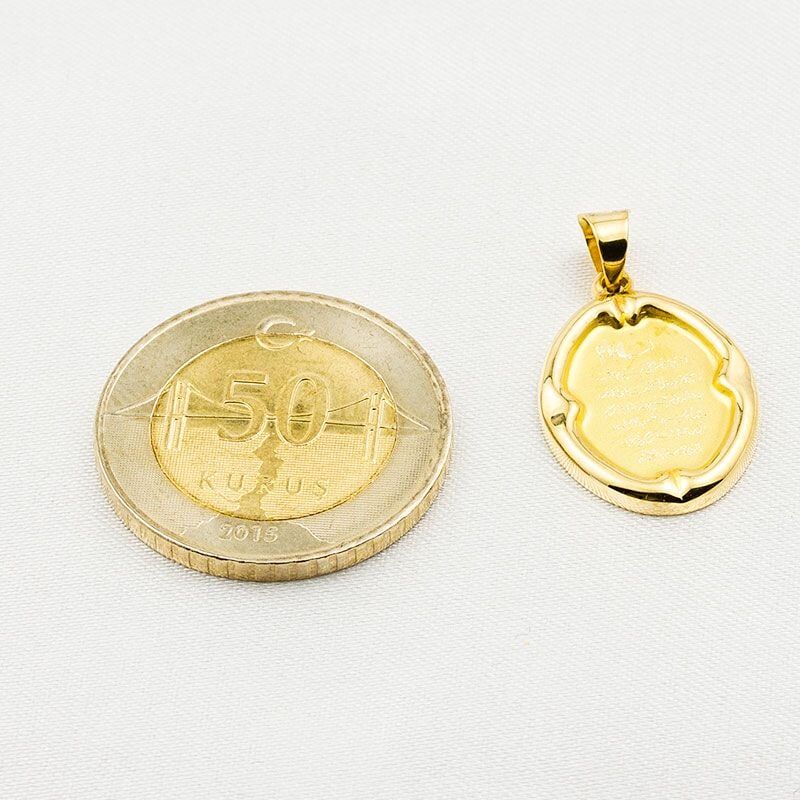 Ayet-el Kürsi Oval Altın Kolye Ucu