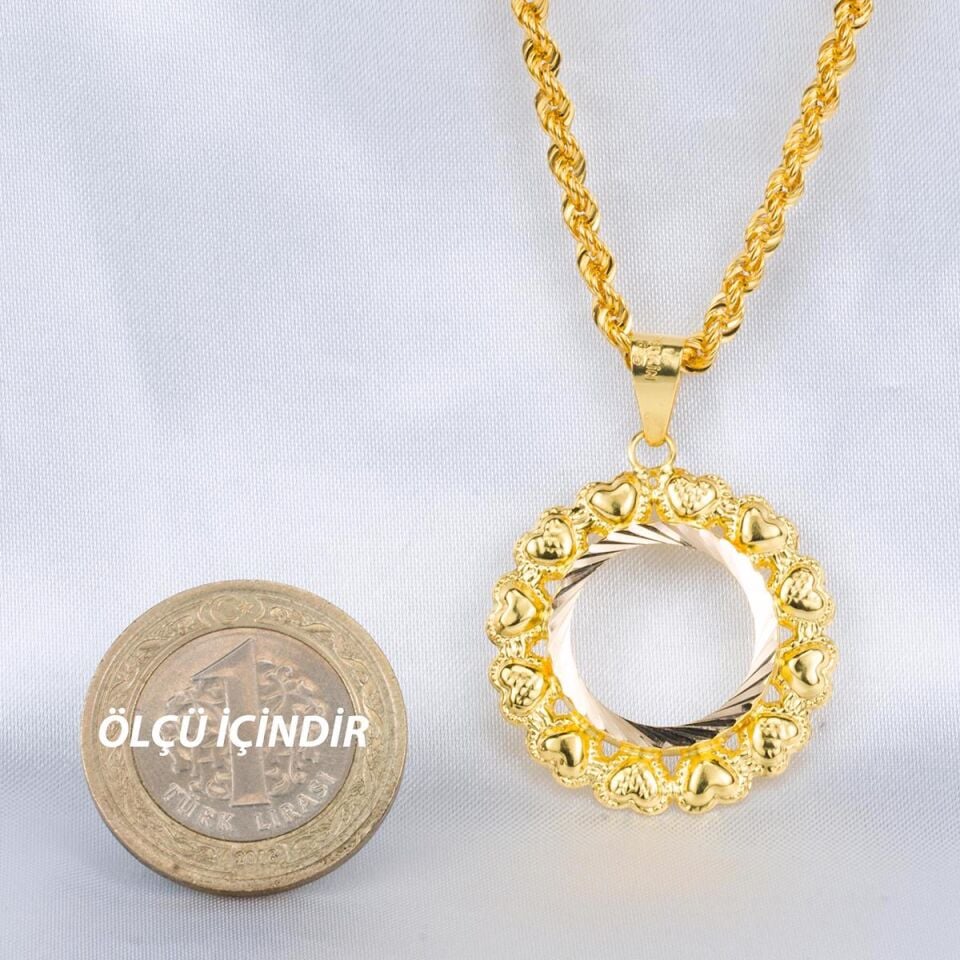 Kalpli 14 Ayar Çeyrek Altın Çerçeveli Kolye