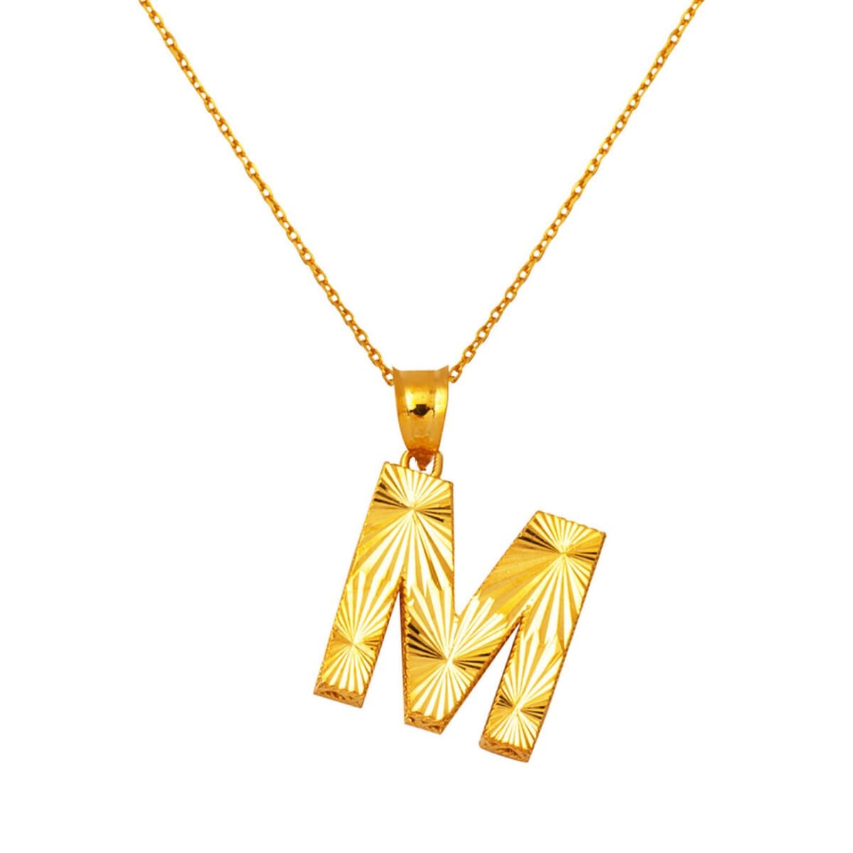 M Harfi 22 Ayar Altın Zincirli Kolye