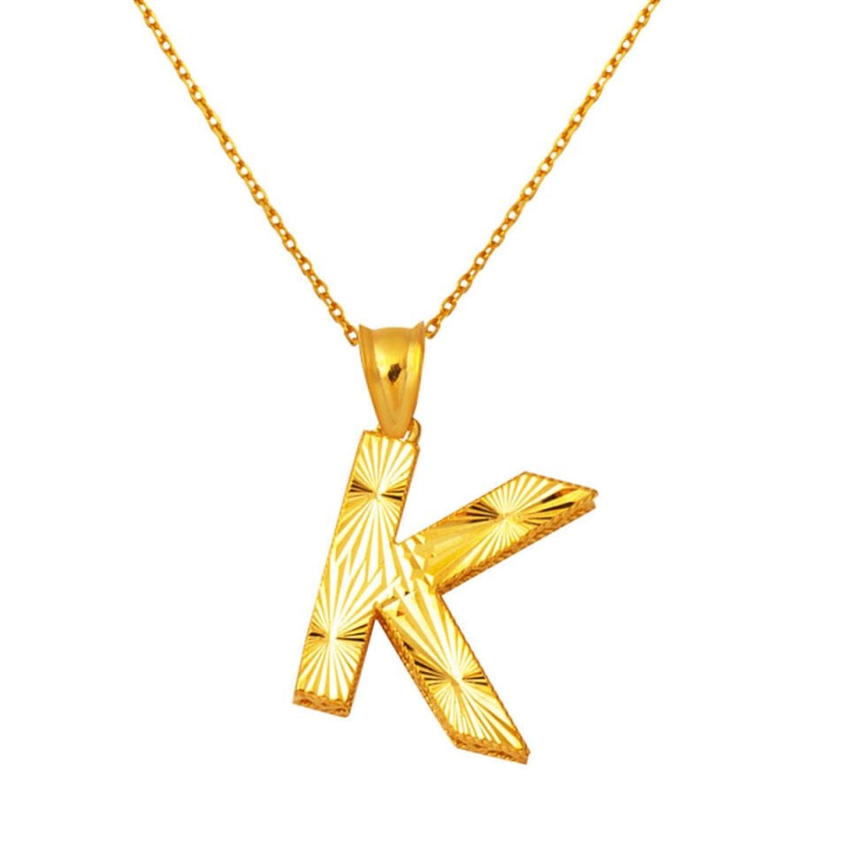 K Baş Harfi 22 Ayar Altın Kolye