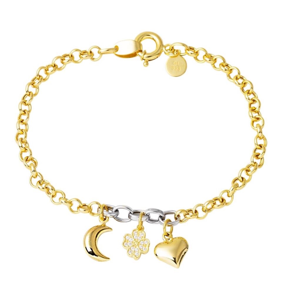 Hilal & Kalp Pandora Altın Bileklik
