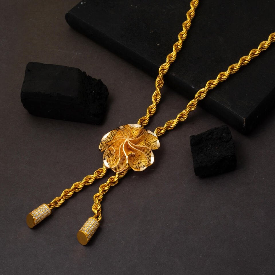 Altın Telkari Halat Zincirli Kadın Kolyesi