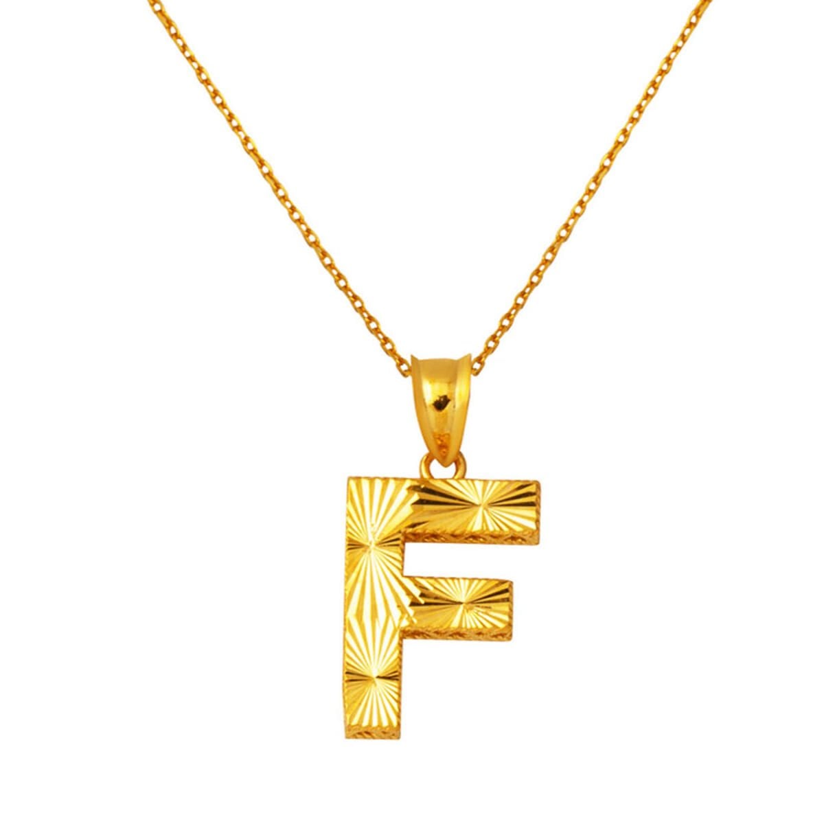 F Harf 22 Ayar Üç Boyutlu Altın Kolye