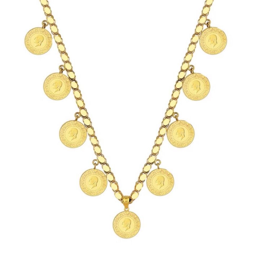 9 Çeyrek Altın Dizili 22 Ayar Altın Zincir