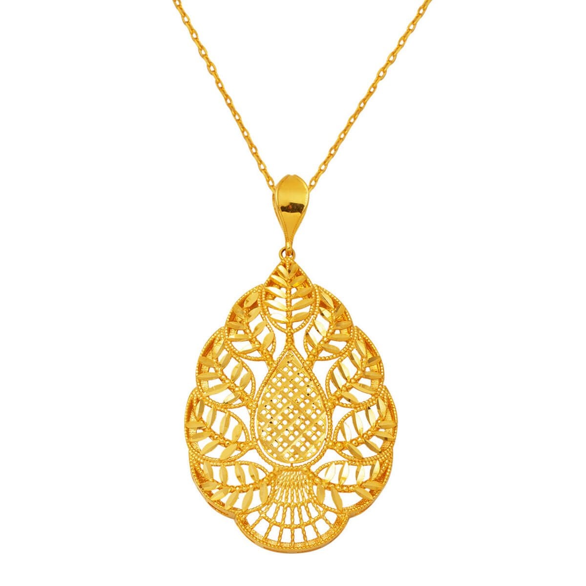 Yaprak Tasarım 22 Ayar Altın Kolye