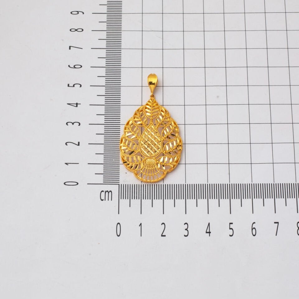 Yaprak Tasarım 22 Ayar Altın Kolye
