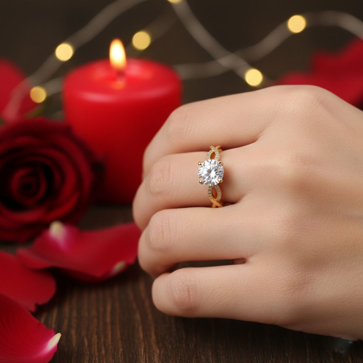 Sonsuzluklu Tektaş 14 Ayar Altın Yüzük