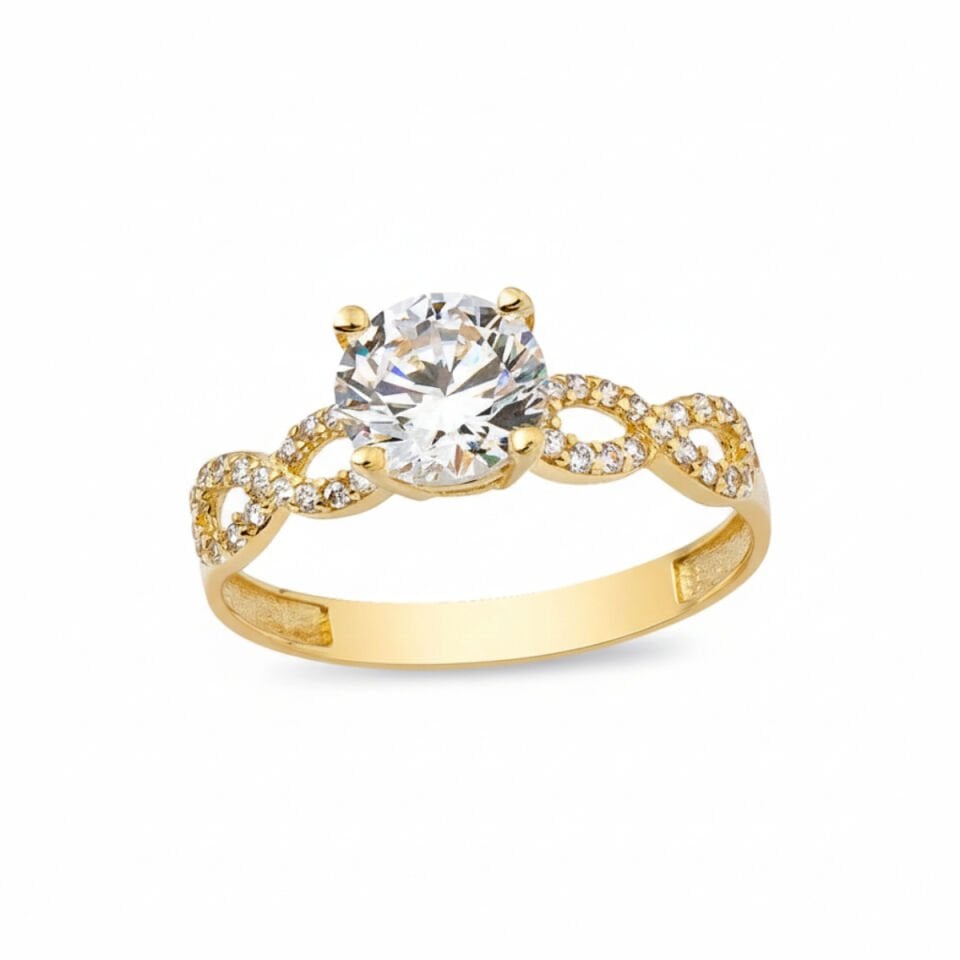 Sonsuzluklu Tektaş 14 Ayar Altın Yüzük