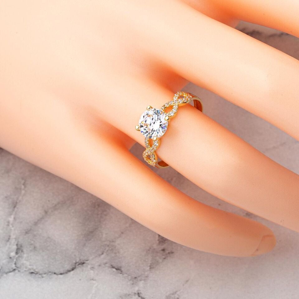 Sonsuzluklu Tektaş 14 Ayar Altın Yüzük