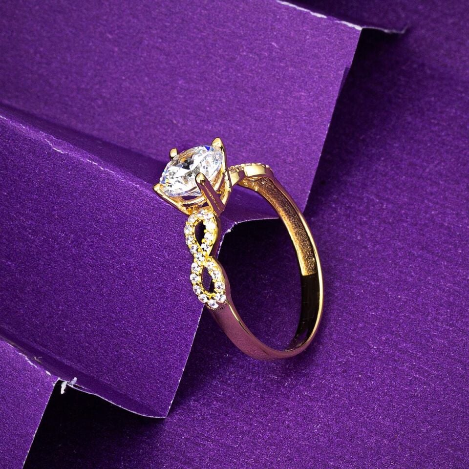 Sonsuzluklu Tektaş 14 Ayar Altın Yüzük