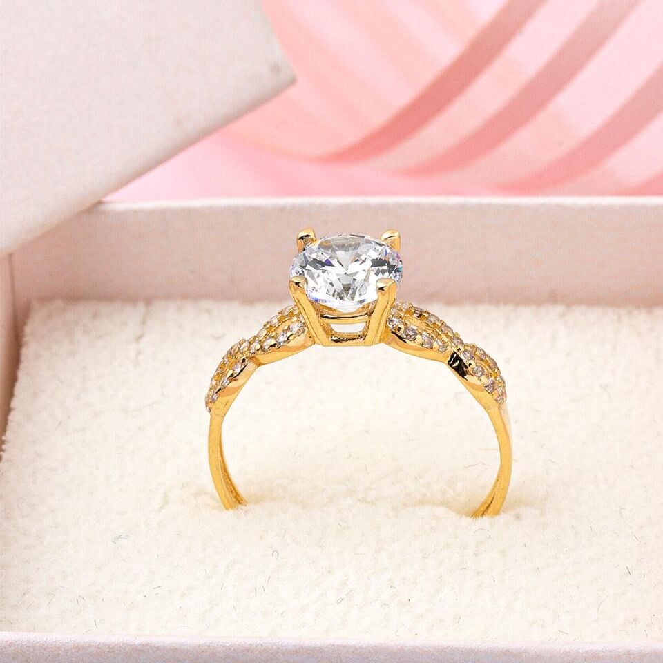 Sonsuzluklu Tektaş 14 Ayar Altın Yüzük