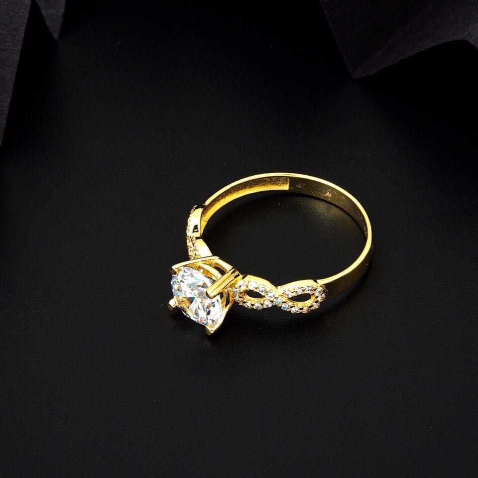 Sonsuzluklu Tektaş 14 Ayar Altın Yüzük