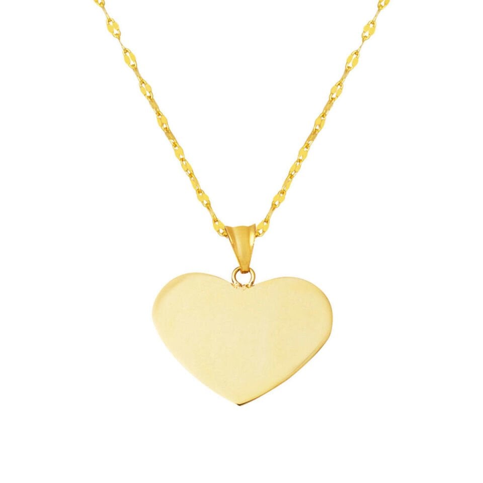 İsim Yazılabilen 14 Ayar Altın Kalp Kolye