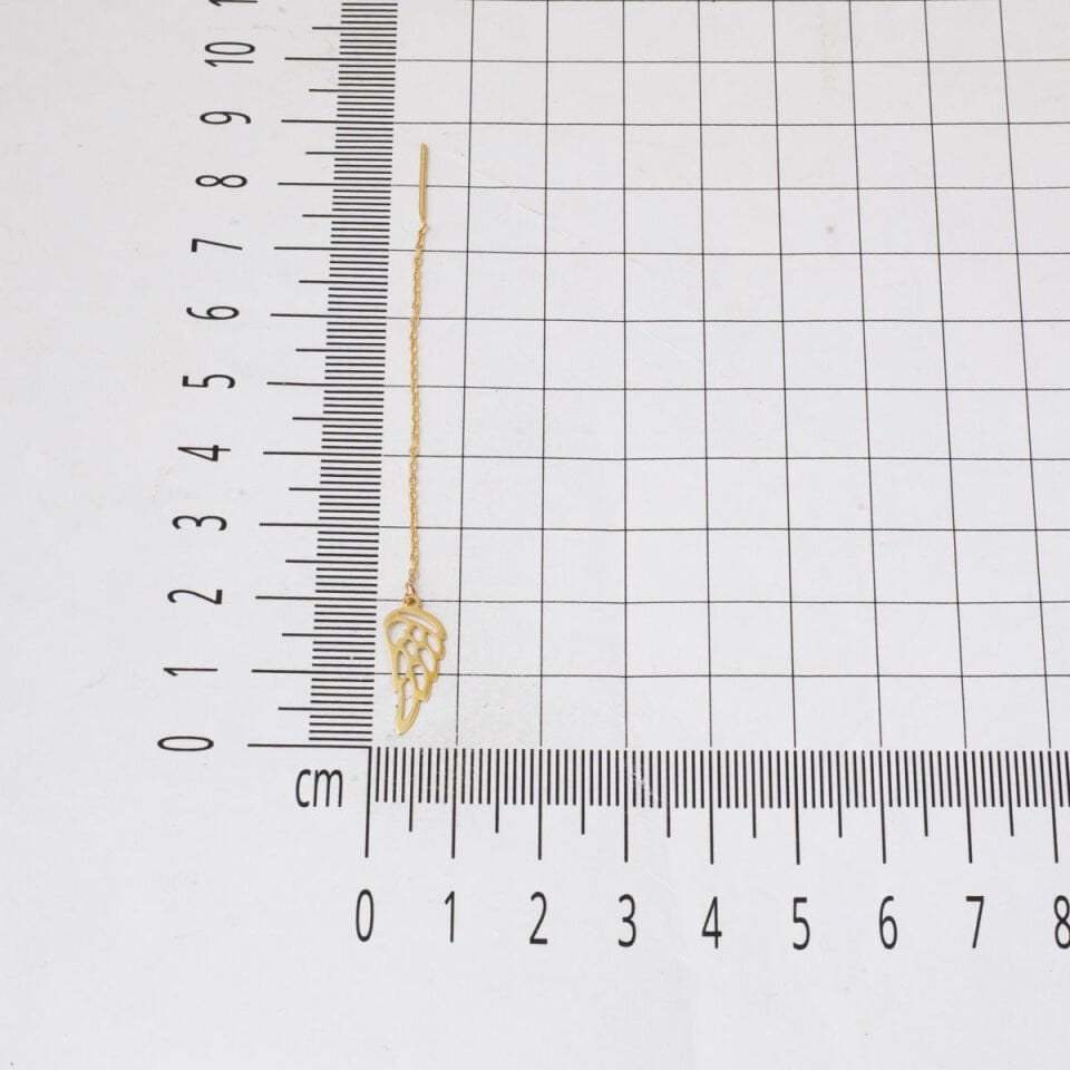 Zincirli Kanat Altın Küpe 14 Ayar