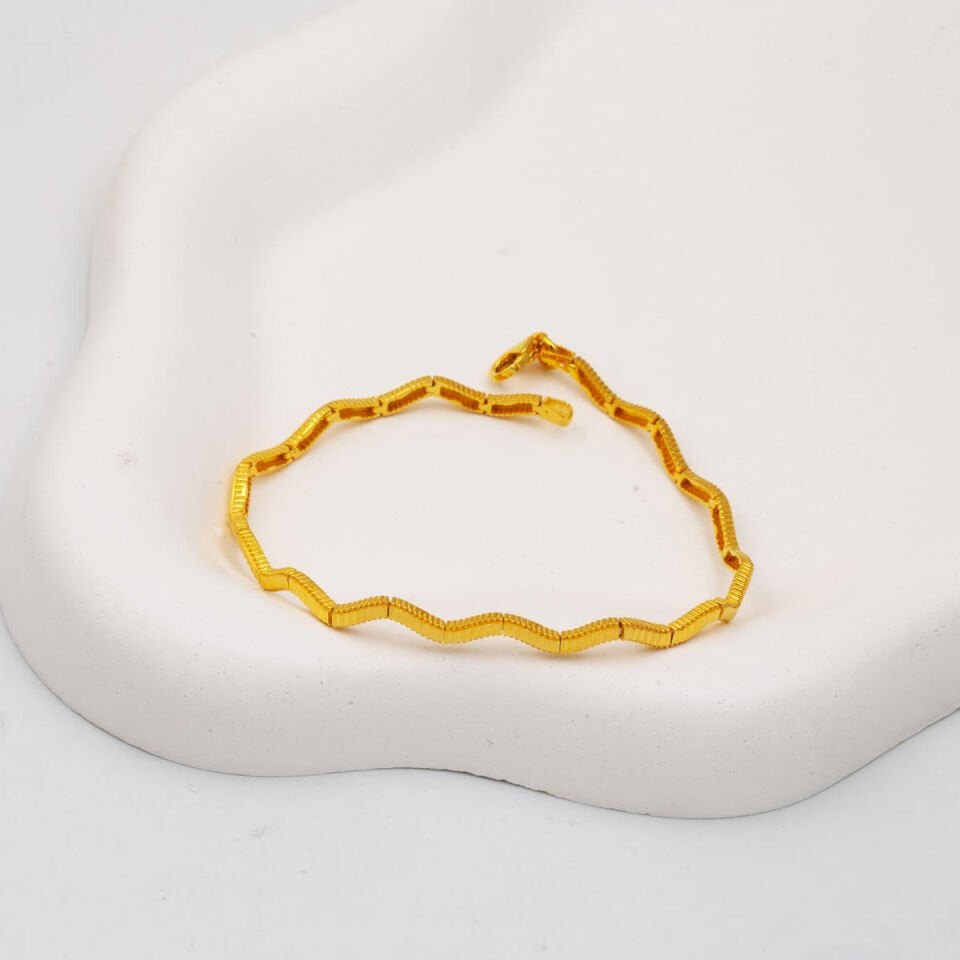 Zikzak Parıltılı Ajda 14 Ayar Altın Bileklik