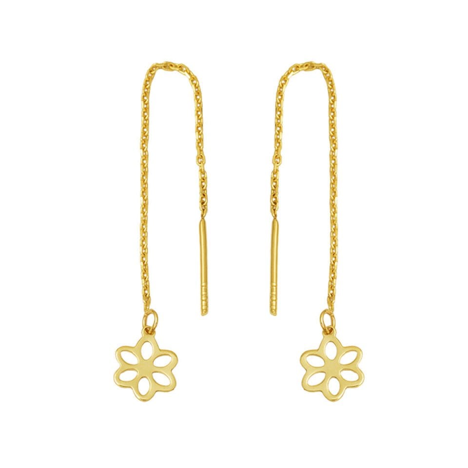 Lilyum Zincirli Altın Küpe 14 Ayar