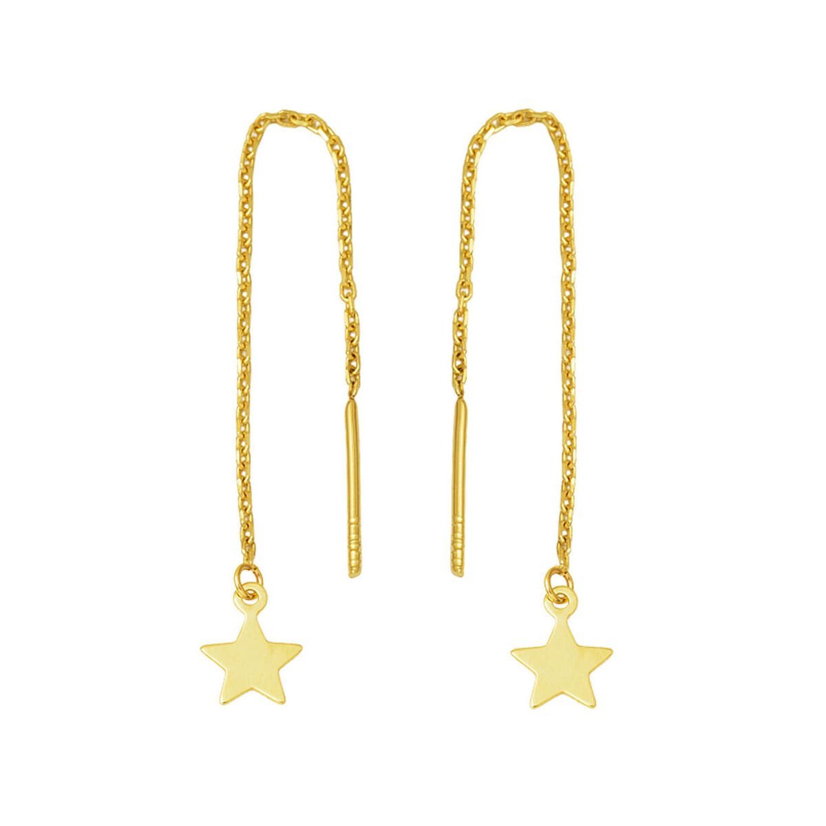 Yıldız Sallantılı 14 Ayar Altın Zincir Küpe