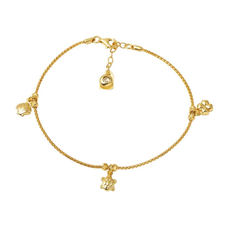 Deniz Sahili Charmlı Altın Bileklik