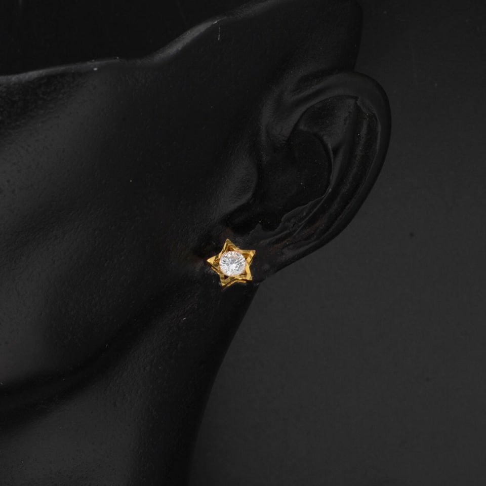 Yıldız Tektaşlı Kolye Küpeli 22 Ayar Altın Set