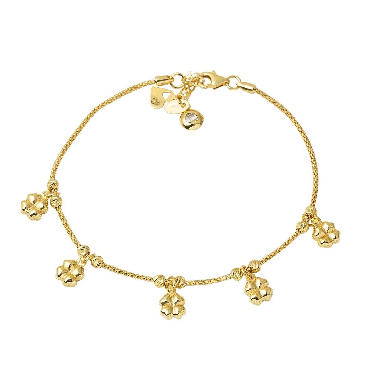 Kalpli Yoncalar Sallantılı Altın Bileklik