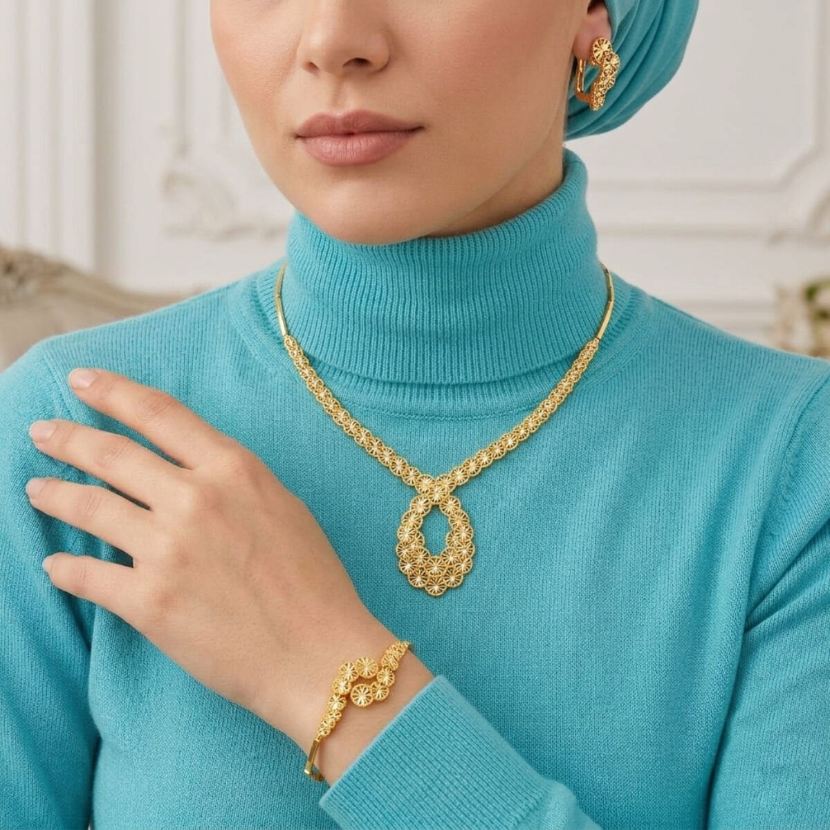 Yıldız 22 Ayar Sarı Altın Takı Seti