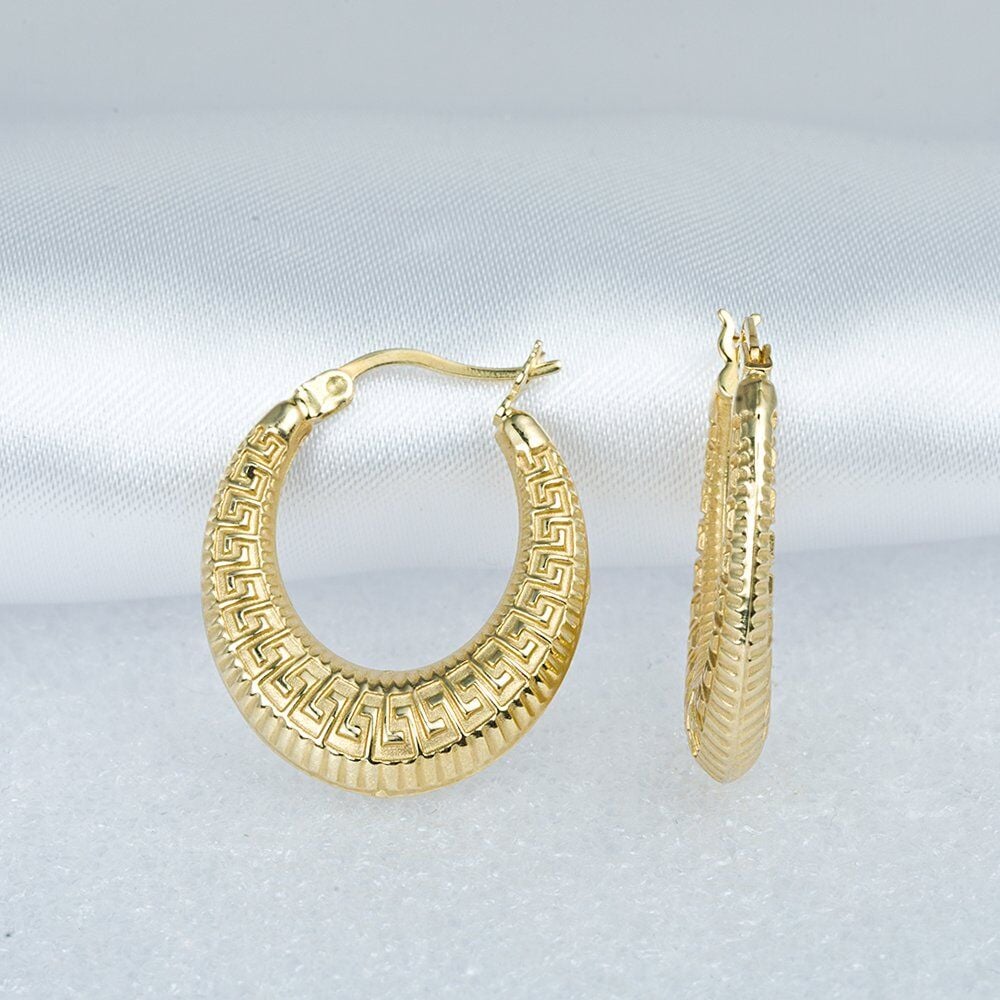 Versace 14 Ayar Taşsız Altın Halka Küpe