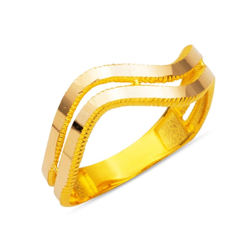 Zikzak Ajda Sarı Altın Yüzük