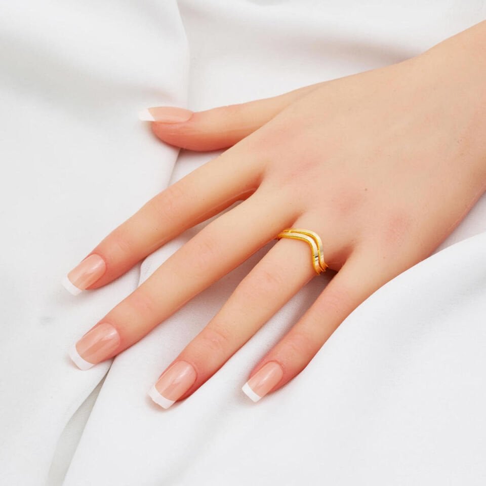 Zikzak Ajda Sarı Altın Yüzük