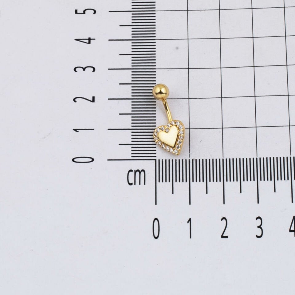 Kalp Model Altın Göbek Piercing 14 Ayar