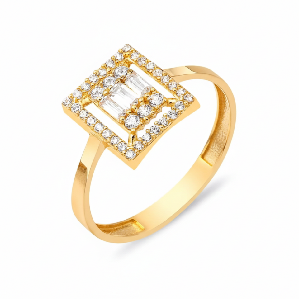 Baget Taşlı 14 Ayar Altın Yüzük