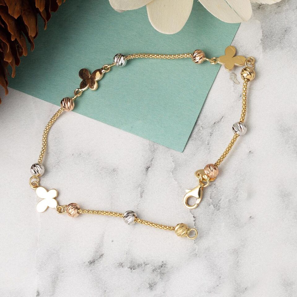 Kelebek Renkli Toplu Shakira Altın Bileklik