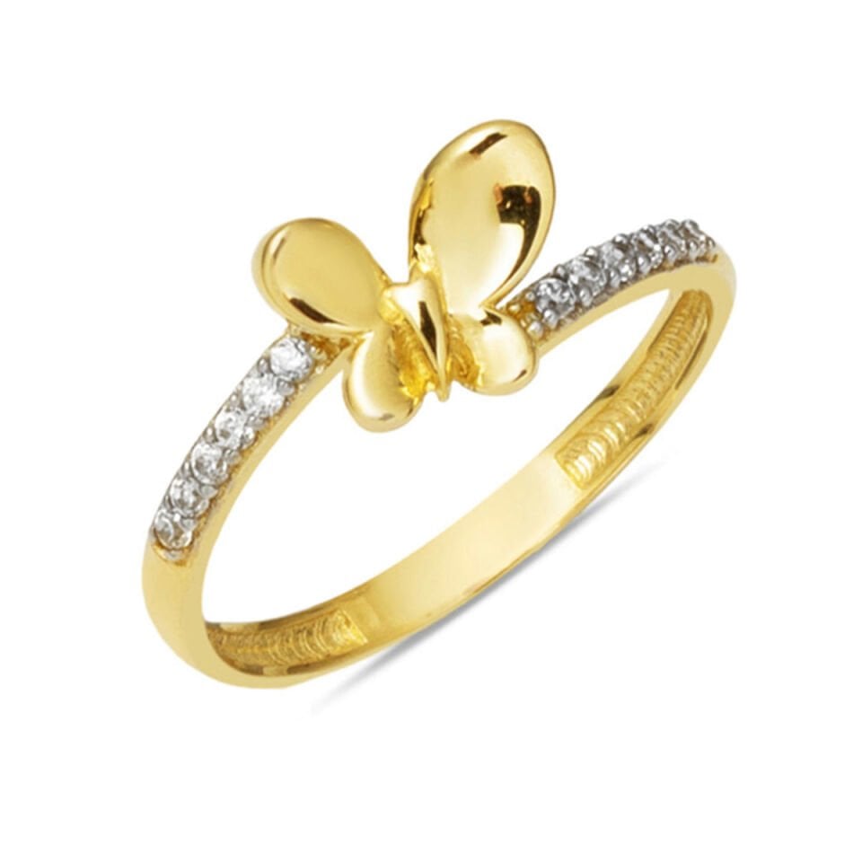 Kelebekli 14 Ayar Altın Yüzük