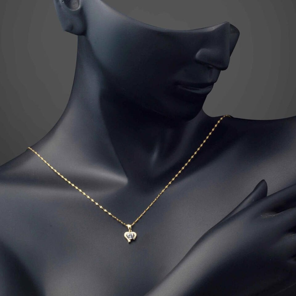 14 Ayar Altın Minimal Kalp Kolye